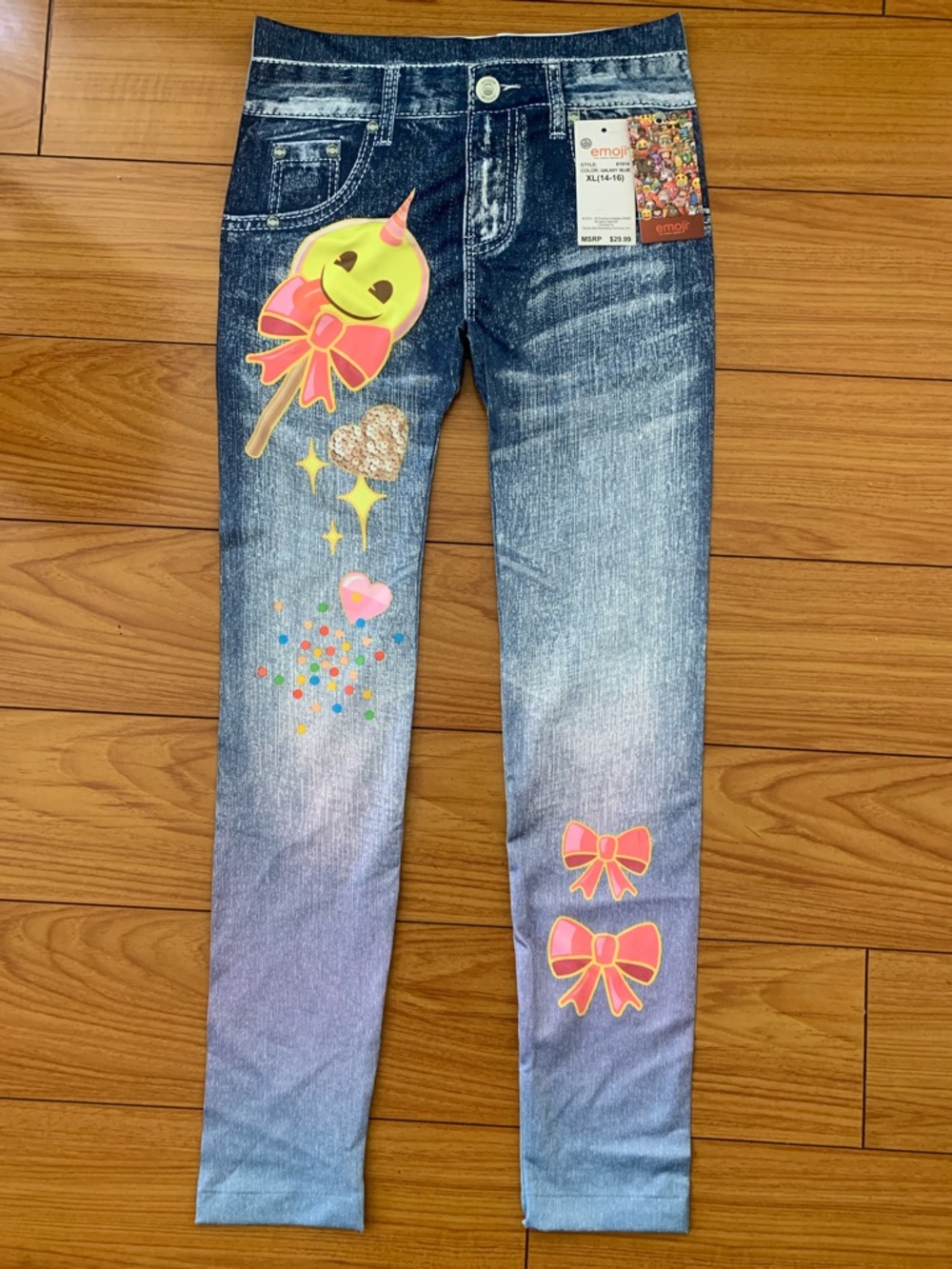 Girls' Emoji™ Blue Ombre Skinny Jeans with Pink Accents size XL 14-16